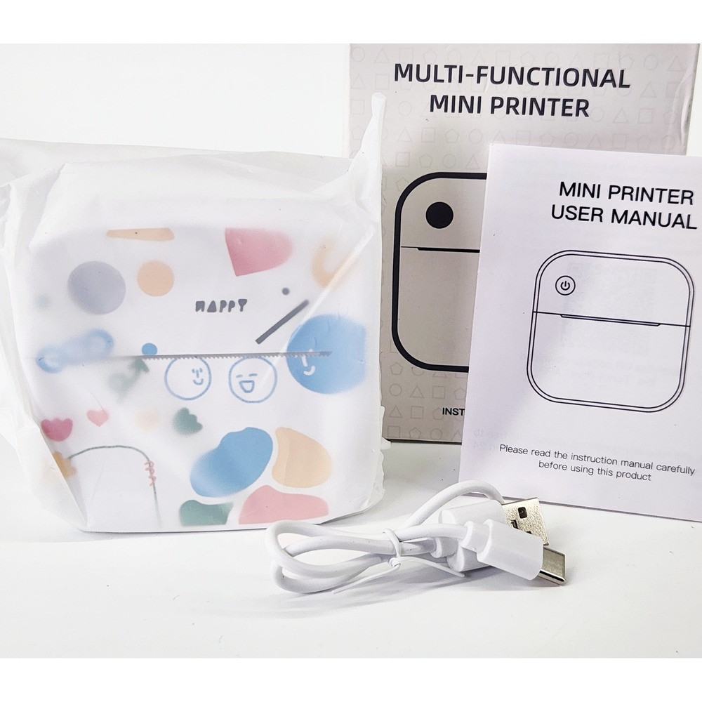 Multi-Functional Mini Thermal Printer Portable Wireless Pocket Printer White